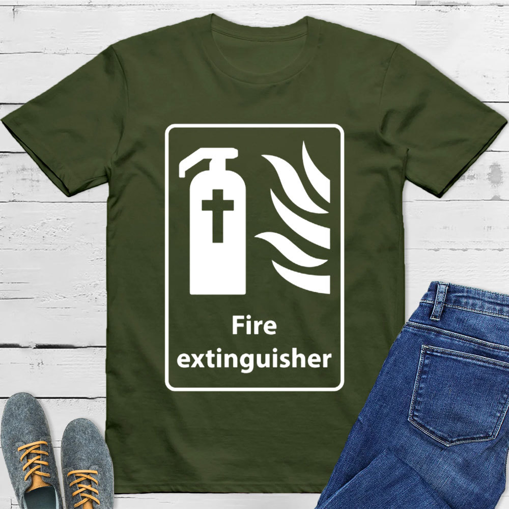 Cross In Fire Extinguisher Christian T-Shirt