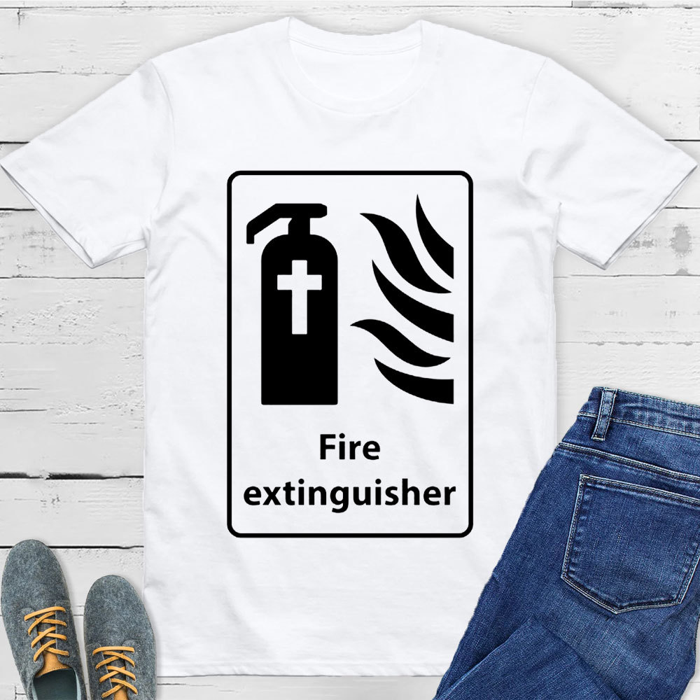 Cross In Fire Extinguisher Christian T-Shirt