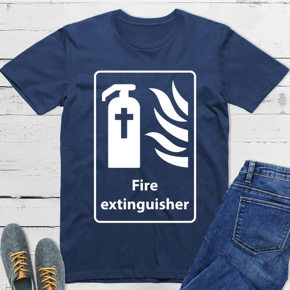 Cross In Fire Extinguisher Christian T-Shirt