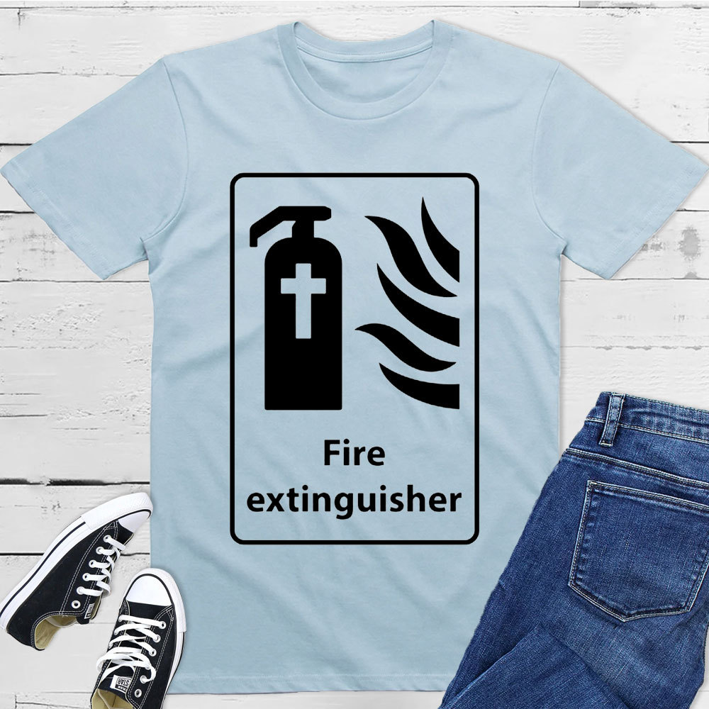 Cross In Fire Extinguisher Christian T-Shirt