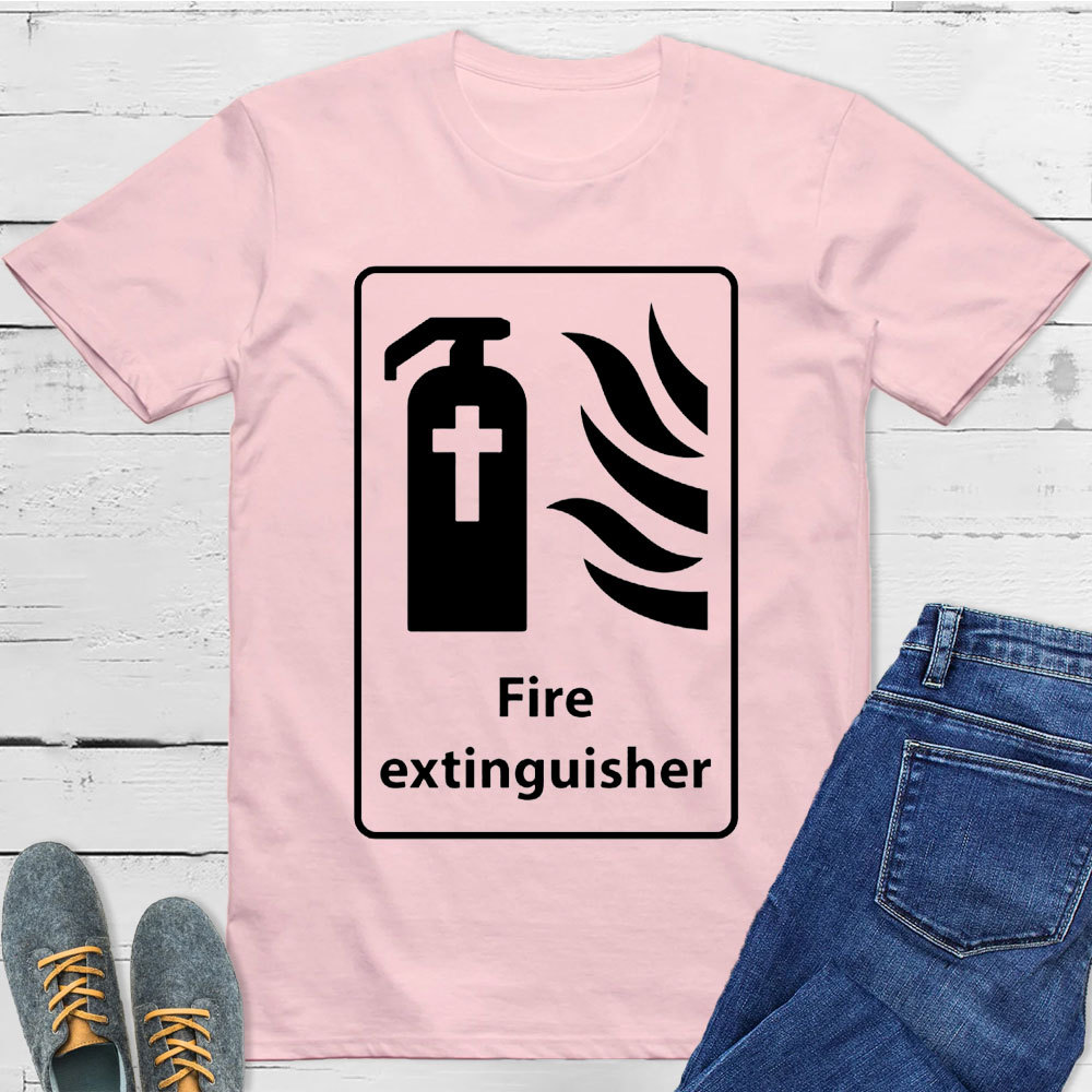 Cross In Fire Extinguisher Christian T-Shirt