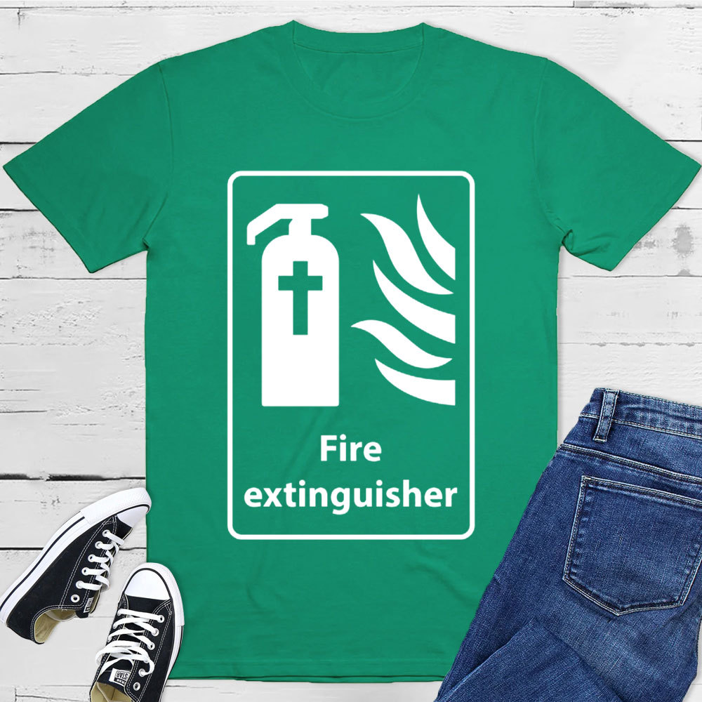 Cross In Fire Extinguisher Christian T-Shirt