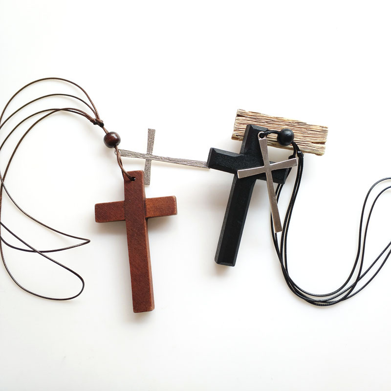 Cross Pendant Sweater-Style Necklace