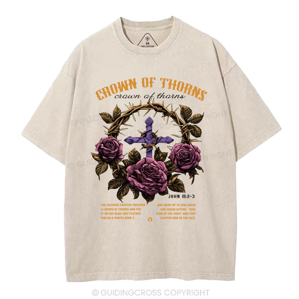 Crown Of Thorns Christian Washed T-Shirt