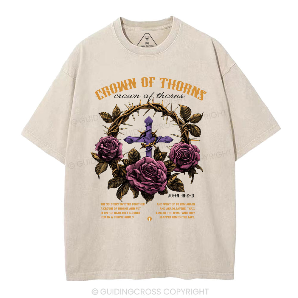 Crown Of Thorns Christian Washed T-Shirt
