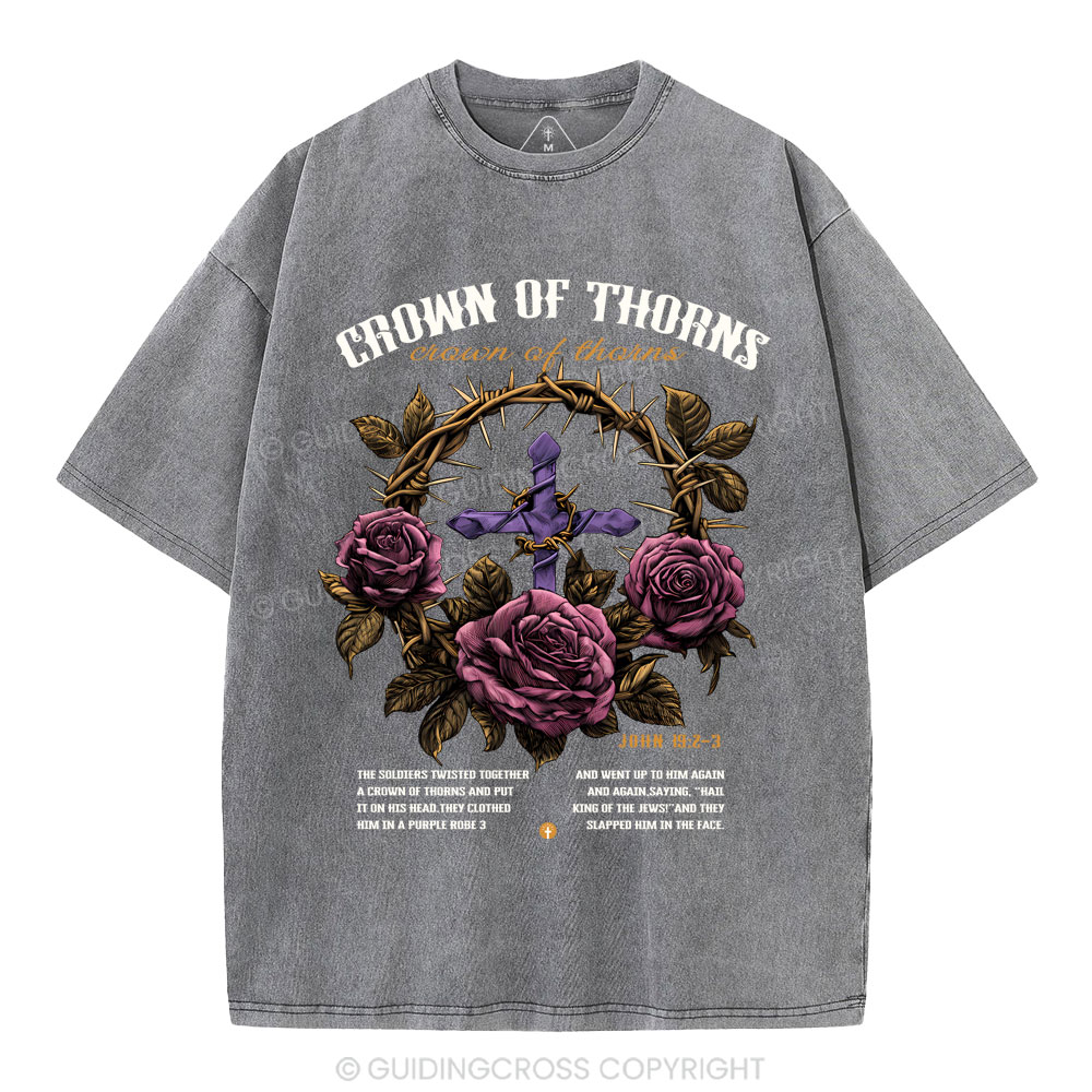 Crown Of Thorns Christian Washed T-Shirt