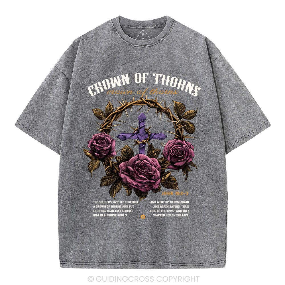 Crown Of Thorns Christian Washed T-Shirt