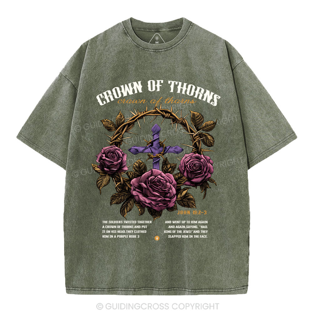 Crown Of Thorns Christian Washed T-Shirt
