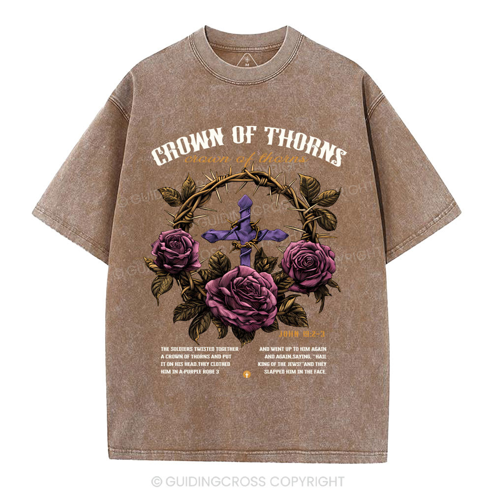 Crown Of Thorns Christian Washed T-Shirt