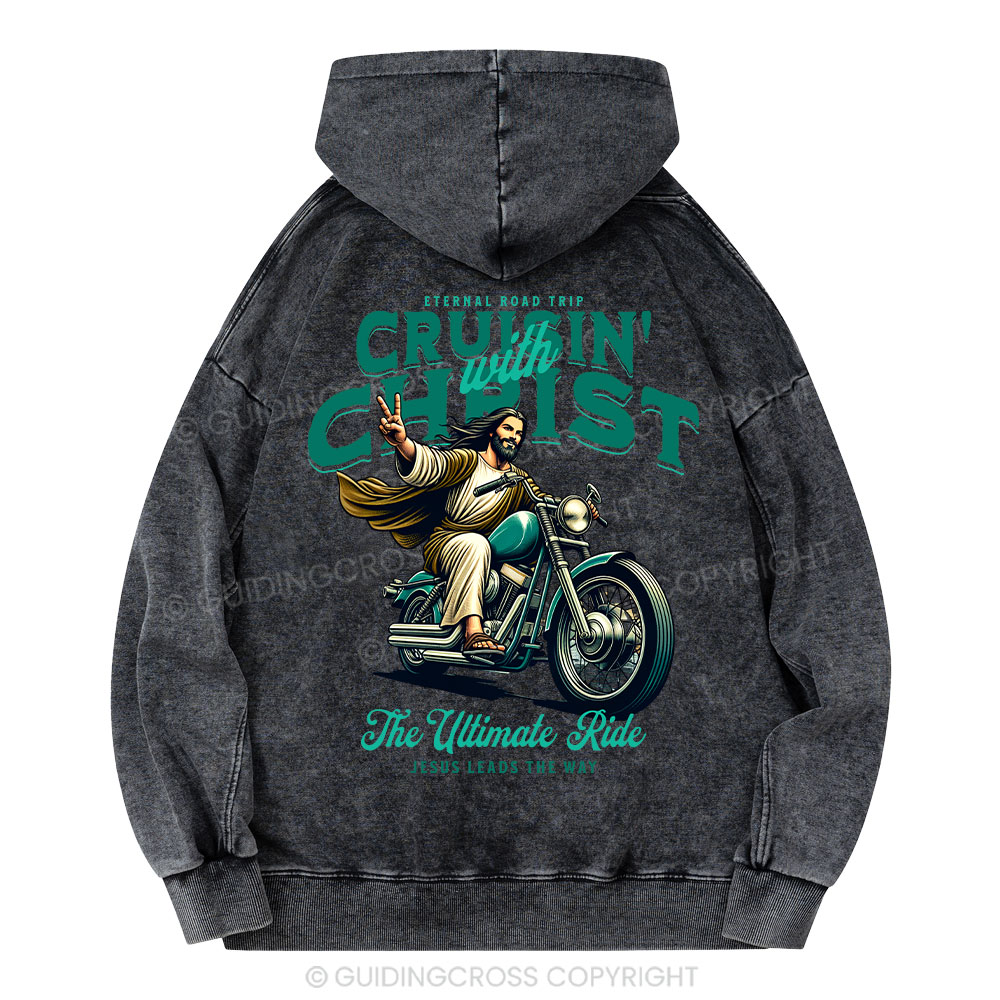 Cruisin' With Christ Christian Washed Hoodie