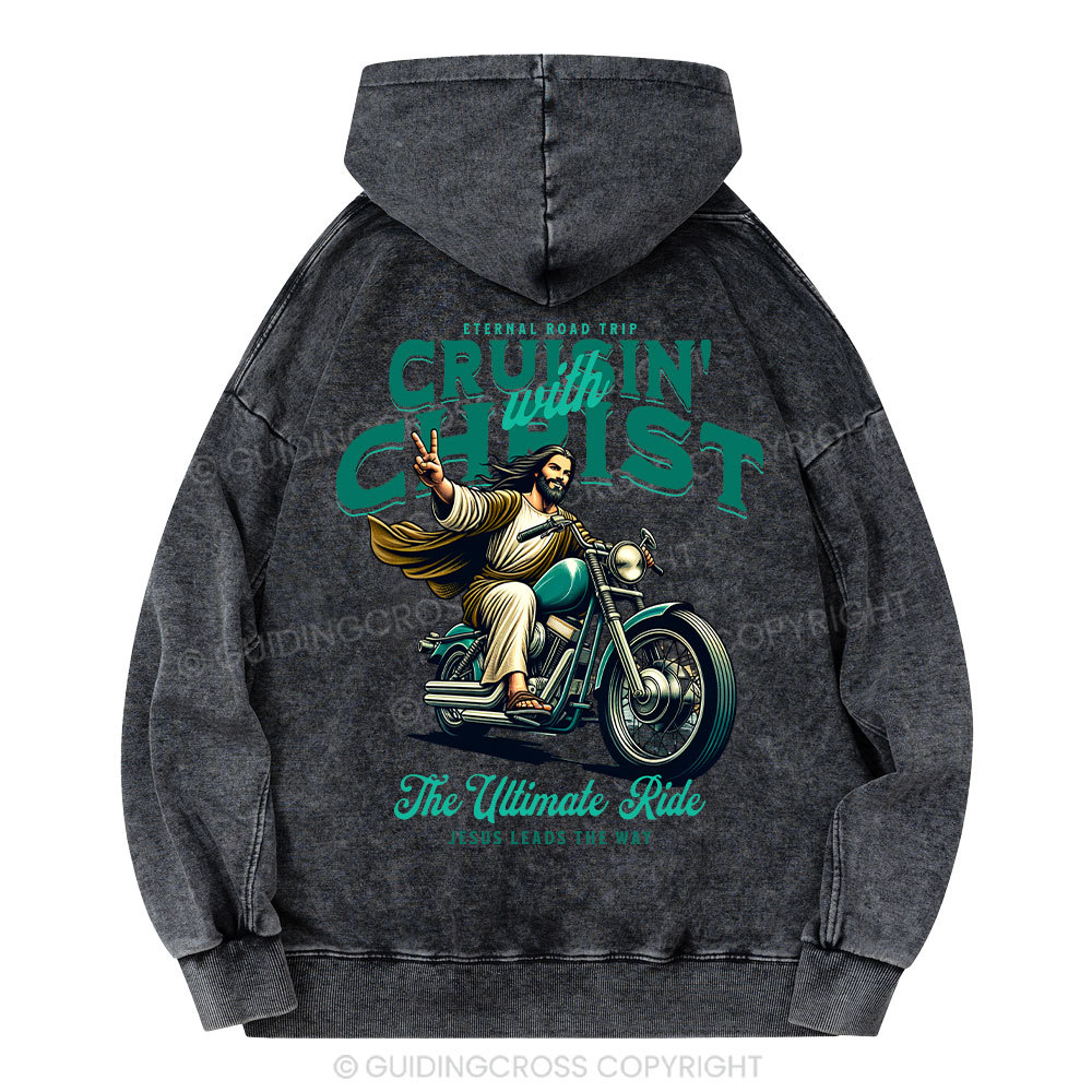 Cruisin' With Christ Christian Washed Hoodie