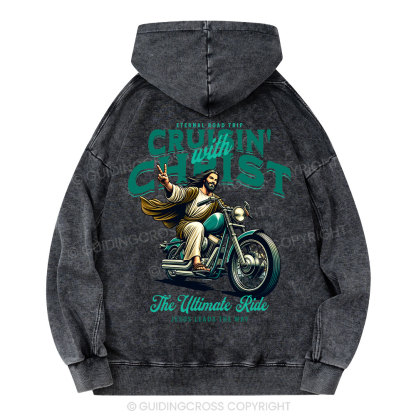 Cruisin' With Christ Christian Washed Hoodie
