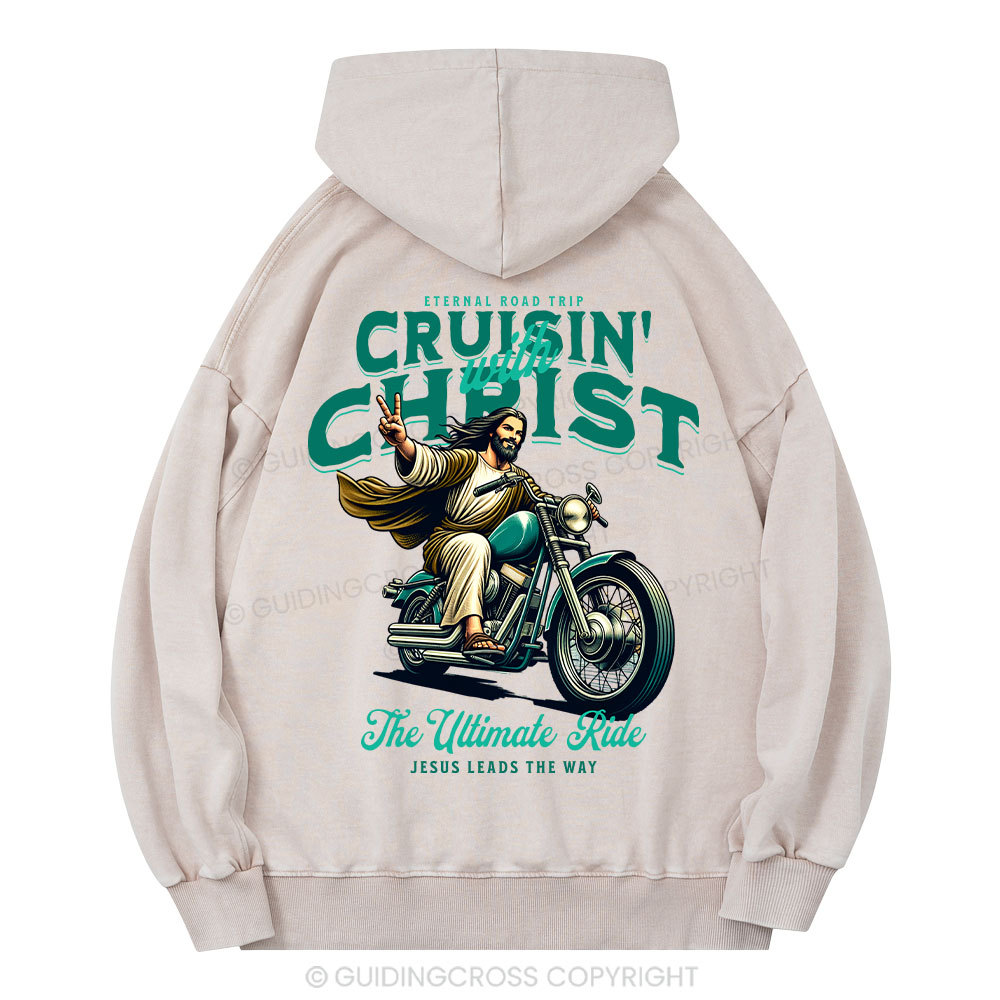 Cruisin' With Christ Christian Washed Hoodie