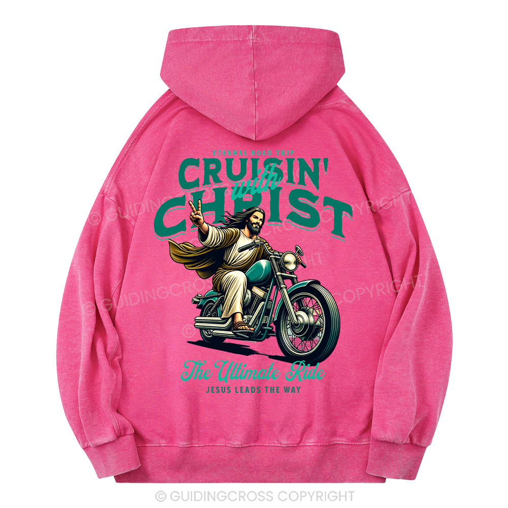 Cruisin' With Christ Christian Washed Hoodie