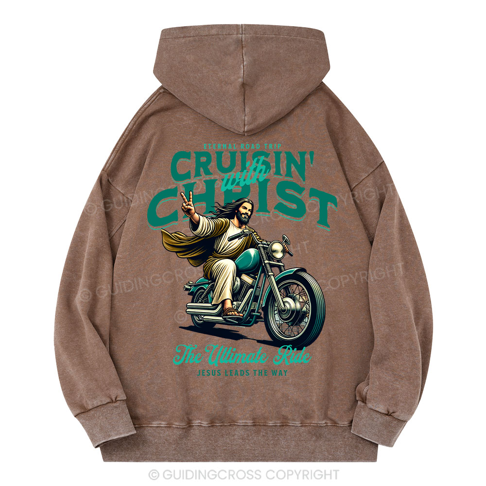 Cruisin' With Christ Christian Washed Hoodie