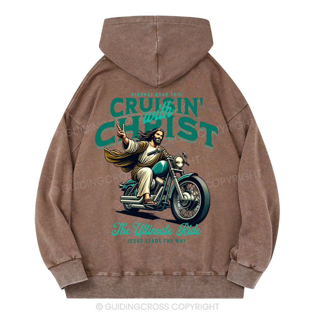 Cruisin' With Christ Christian Washed Hoodie