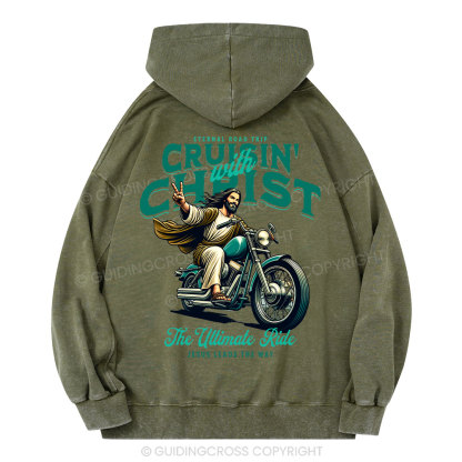 Cruisin' With Christ Christian Washed Hoodie