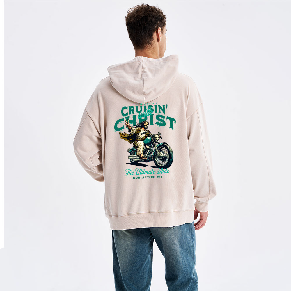 Cruisin' With Christ Christian Washed Hoodie