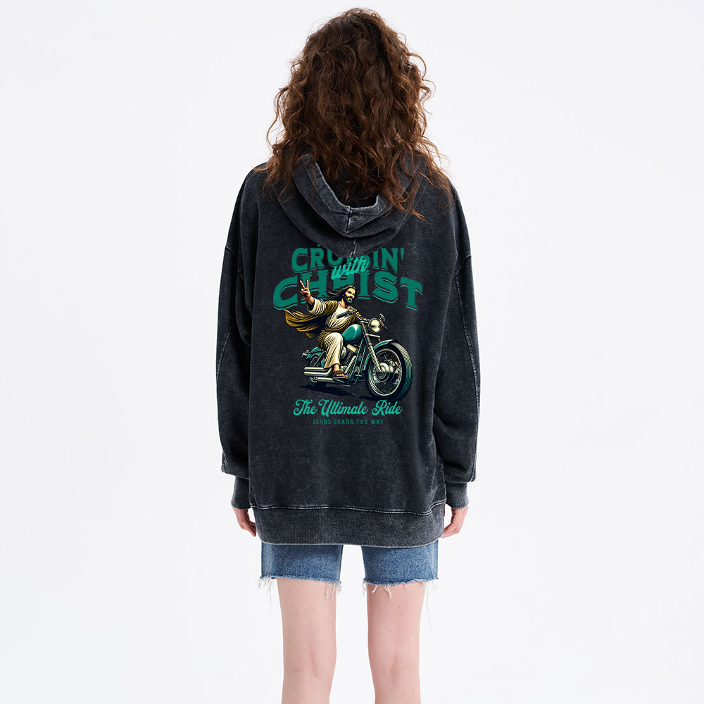 Cruisin' With Christ Christian Washed Hoodie