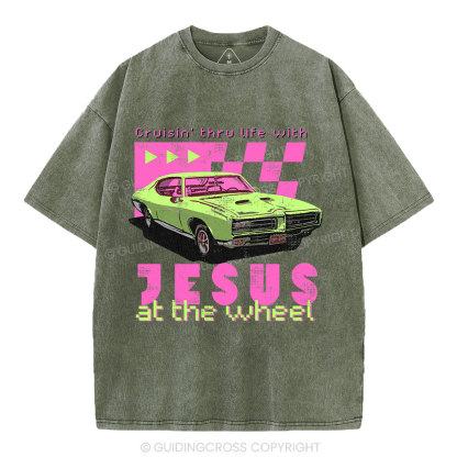 Crusin' Thru Life With Jesus Christian Washed T-Shirt