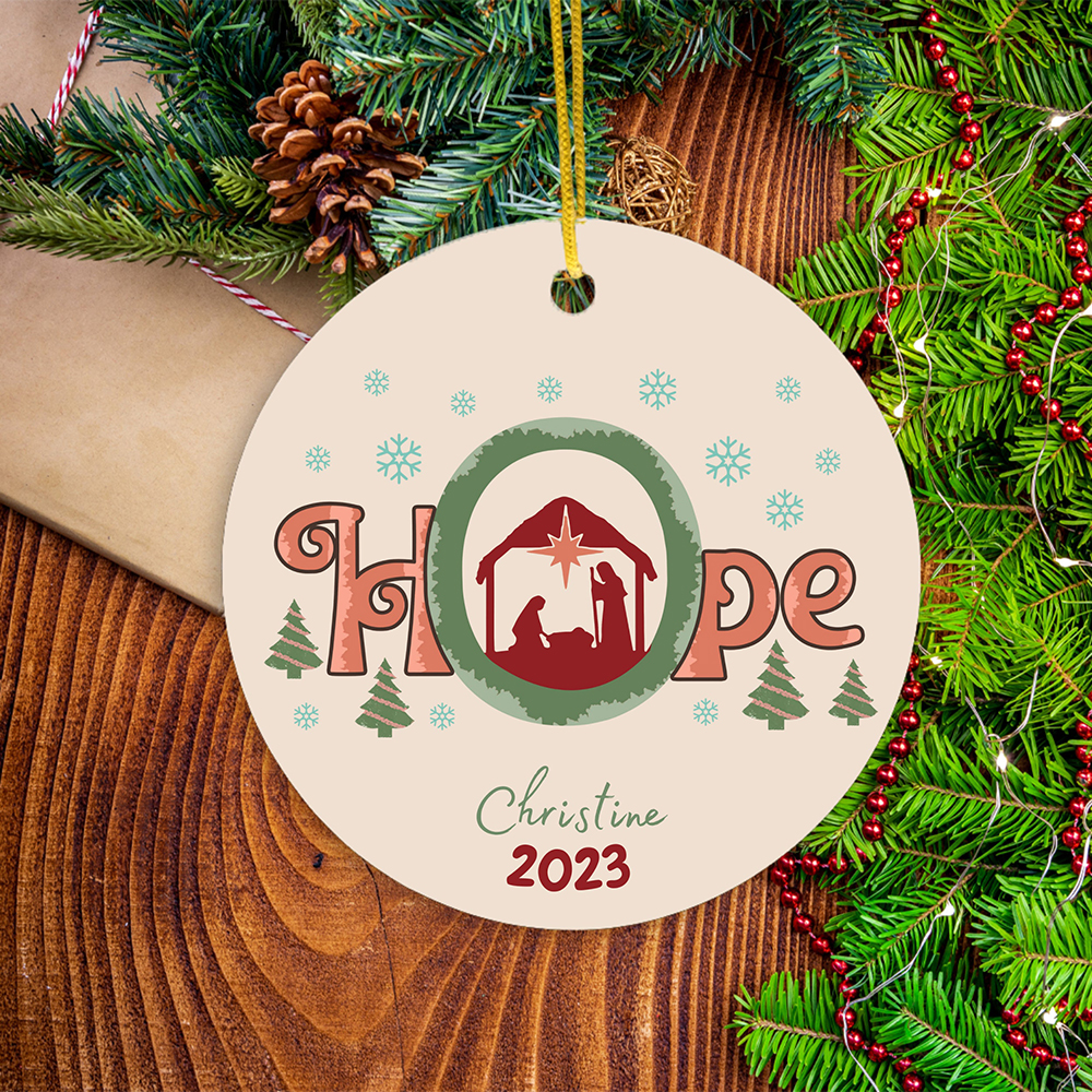 Custom Hope Nativity Christmas Ornament