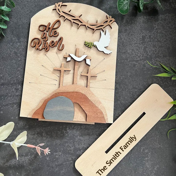 Custom Name Easter Scene Tomb Wooden Decoration