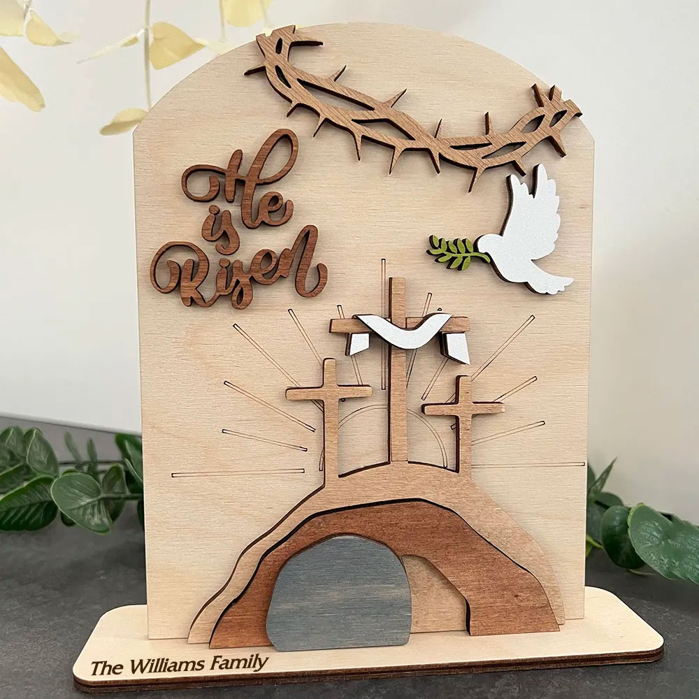 Custom Name Easter Scene Tomb Wooden Decoration
