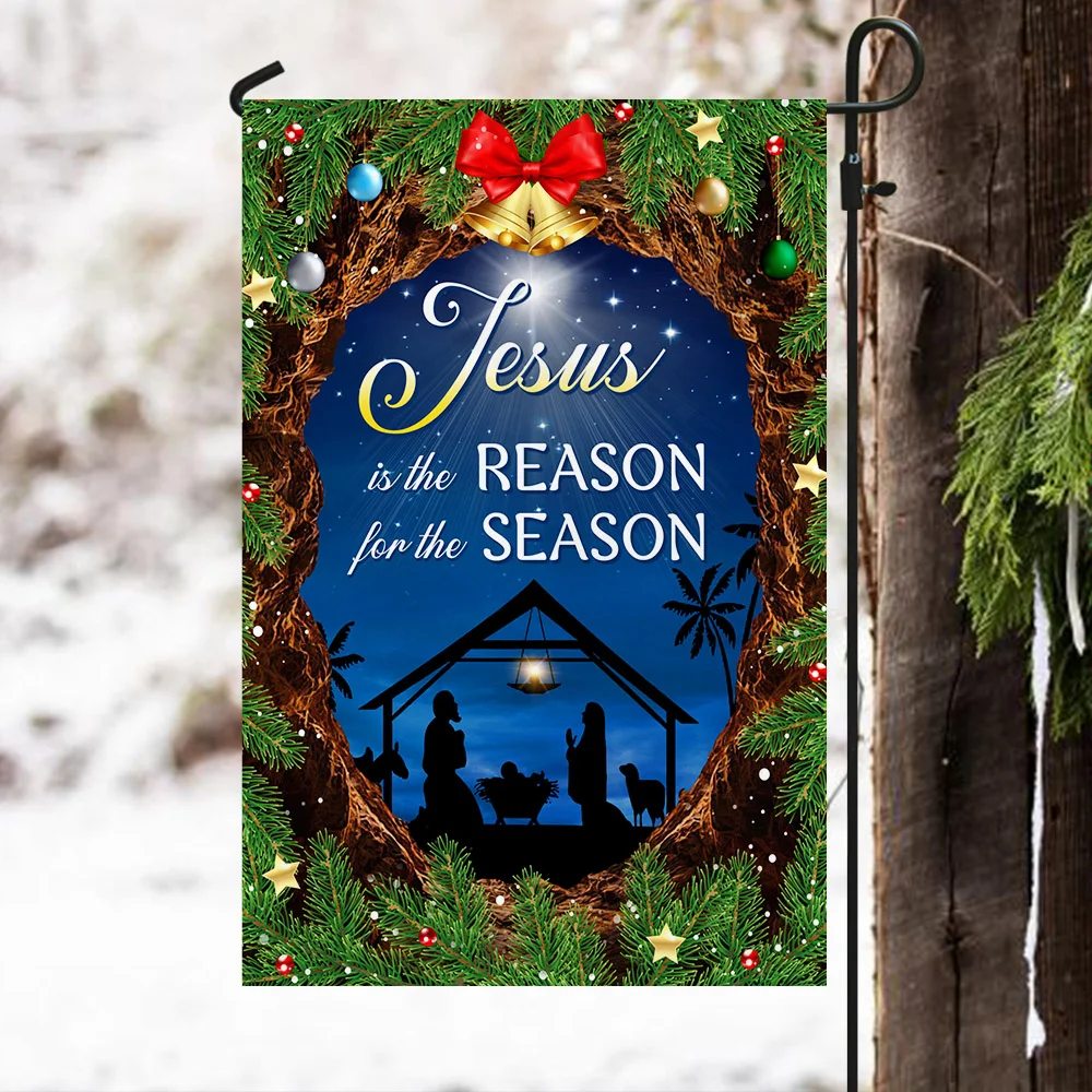 Jesus Is The Reason For The Season Nativity Flag