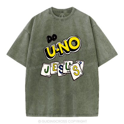 DO U-No Jesus Christian Washed T-Shirt