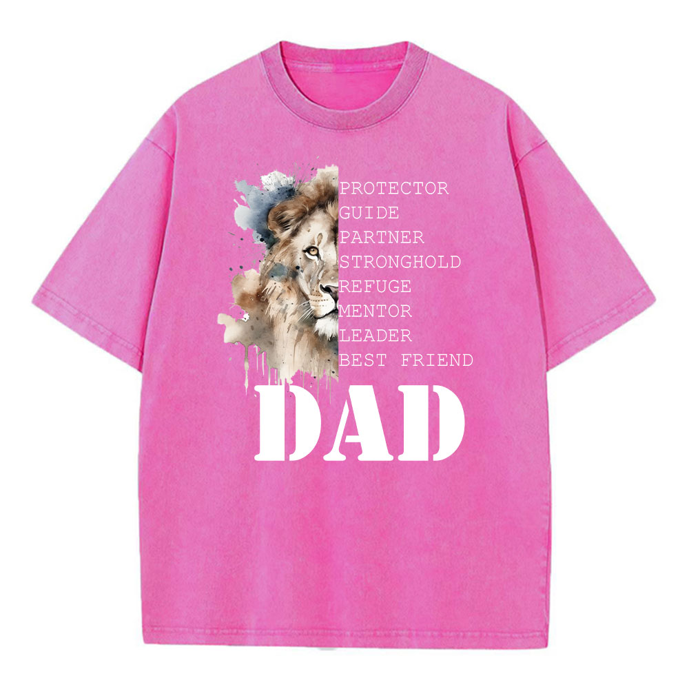 Dad And Lion Christian Washed T-Shirt