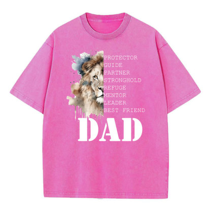 Dad And Lion Christian Washed T-Shirt