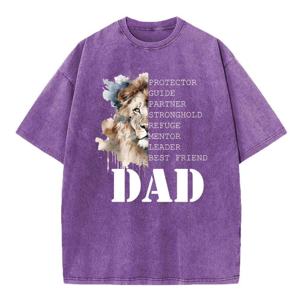 Dad And Lion Christian Washed T-Shirt