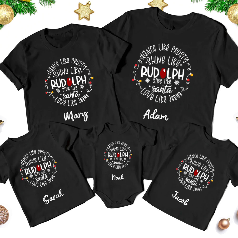 Personalized Dance Like Frosty Christmas Family Matching Shirts