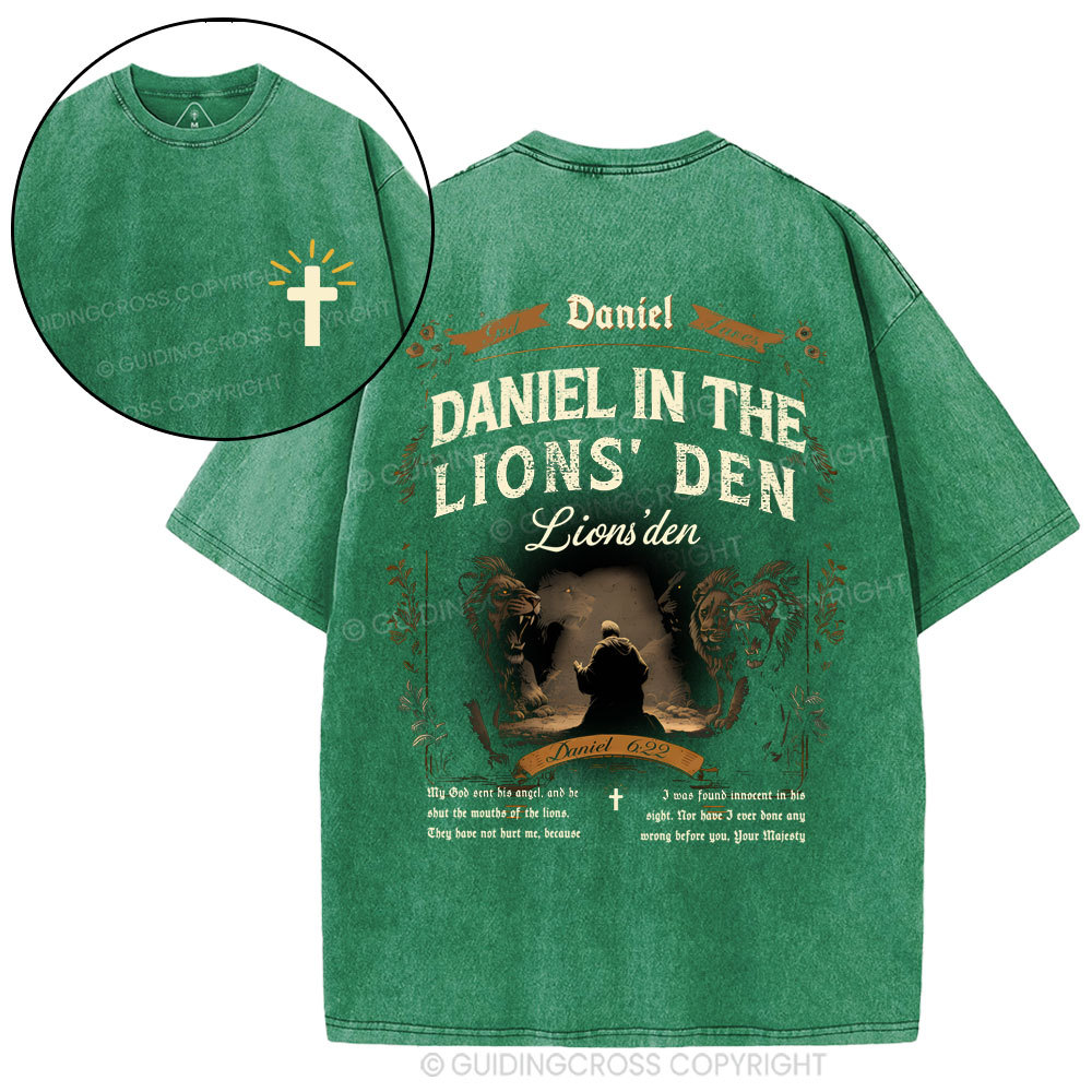 Daniel In The Lions' Den Christian Washed T-Shirt