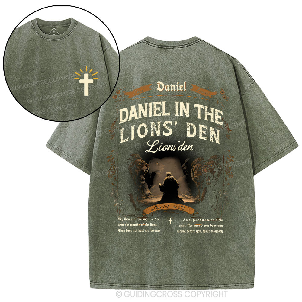 Daniel In The Lions' Den Christian Washed T-Shirt