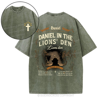 Daniel In The Lions' Den Christian Washed T-Shirt
