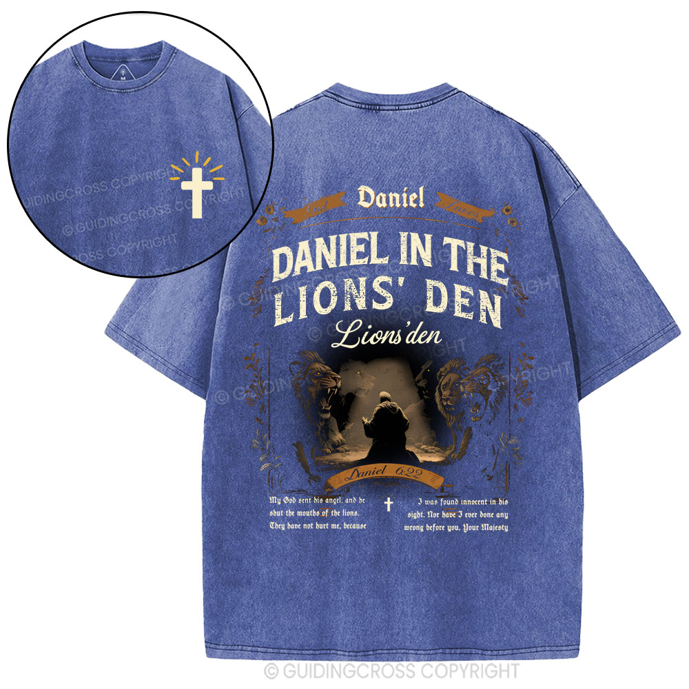 Daniel In The Lions' Den Christian Washed T-Shirt