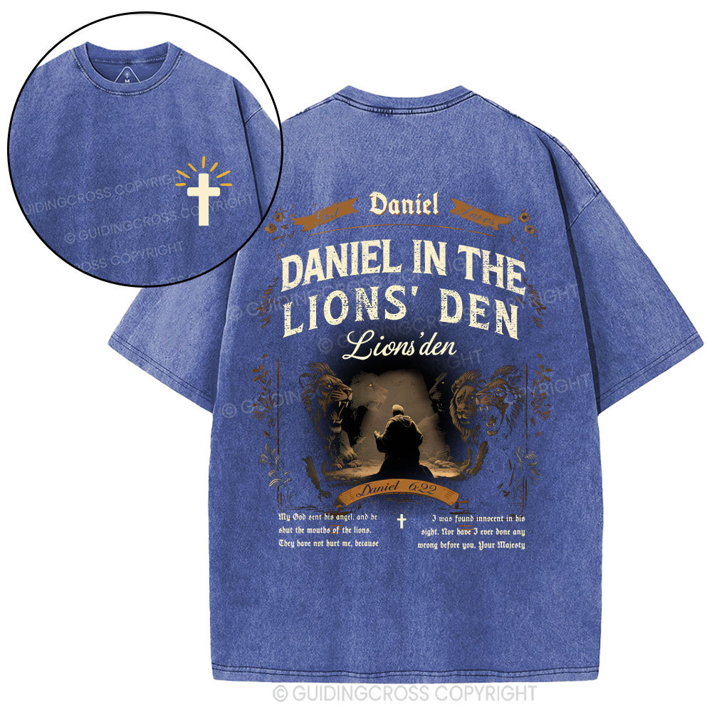 Daniel In The Lions' Den Christian Washed T-Shirt