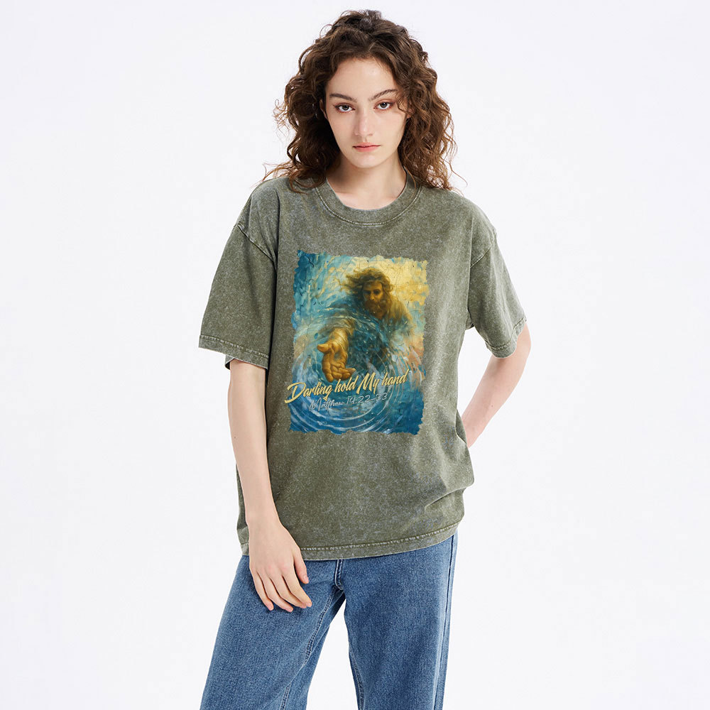 Darling Hold My Hand Christian Washed T-Shirt