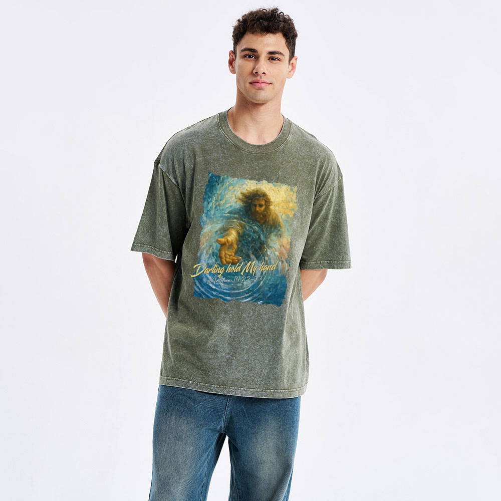 Darling Hold My Hand Christian Washed T-Shirt