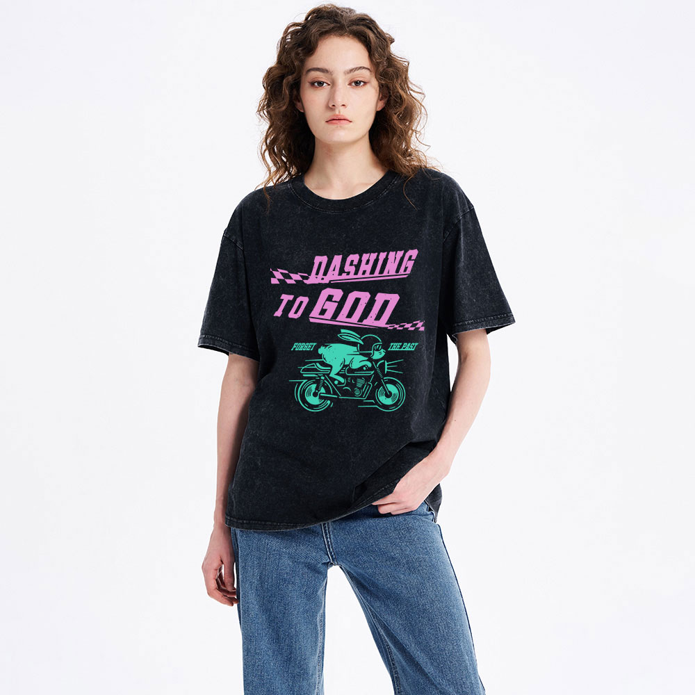 Dashing To God Christian Washed T-Shirt