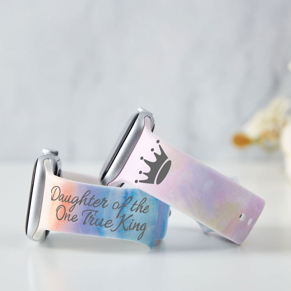 Daughter Of One True King Engraved Christian Tie Dye Watch Band