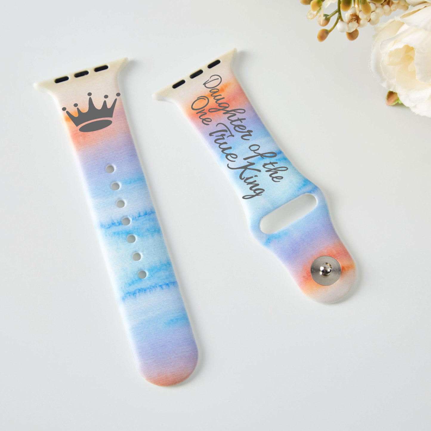 Daughter Of One True King Engraved Christian Tie Dye Watch Band