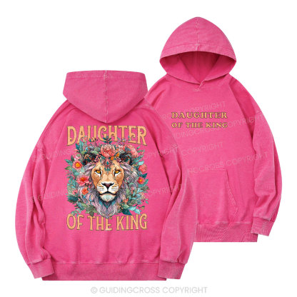 Daughter Of The King Boho Flower Lion Christian Washed Hoodie