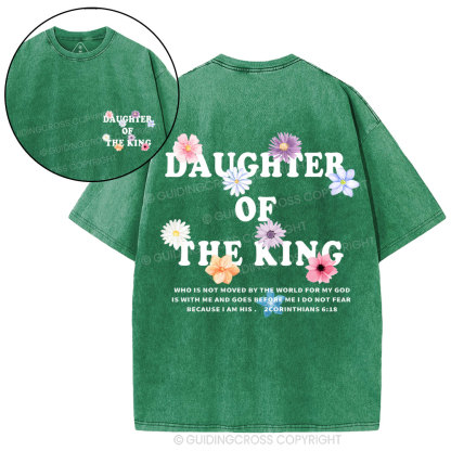 Daughter Of  The King Flower Christian Washed T-Shirt