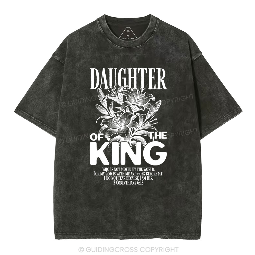 Daughter Of The King Flower Christian Washed T-Shirt
