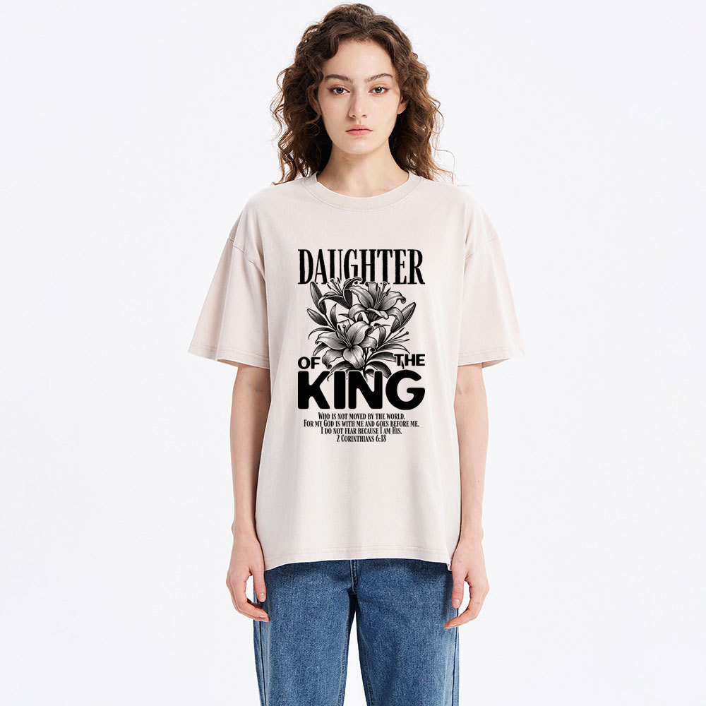 Daughter Of The King Flower Christian Washed T-Shirt