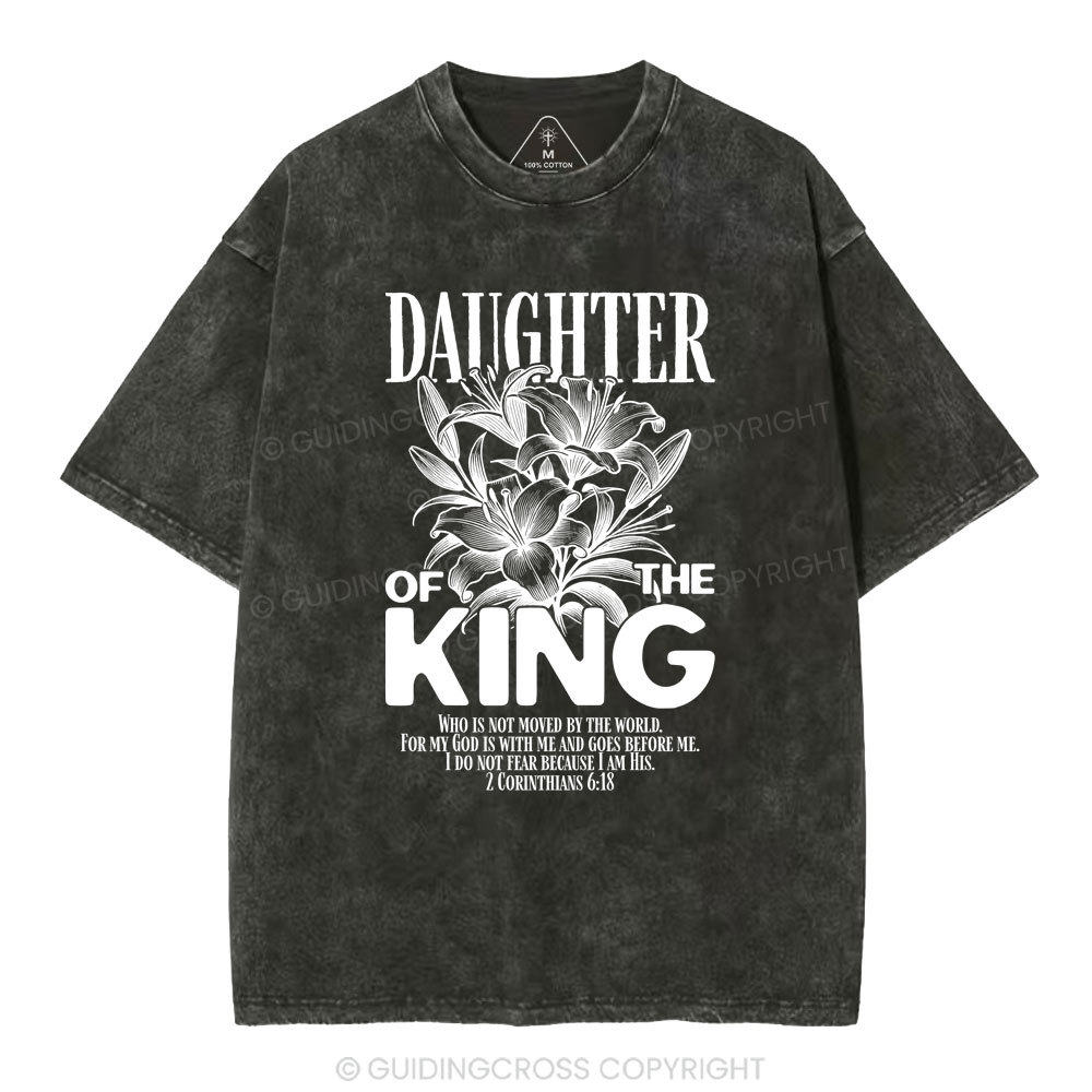 Daughter Of The King Flower Christian Washed T-Shirt