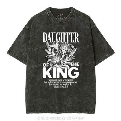 Daughter Of The King Flower Christian Washed T-Shirt