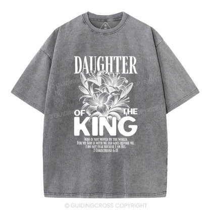 Daughter Of The King Flower Christian Washed T-Shirt